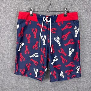 Sperry Top-Sider Mens Lobster Print Board Shorts Navy Blue Red White Size 32